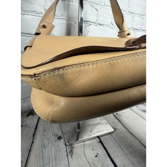 Ferragamo Leather Small Purse Wooden Closure Tan Vintage Authentic - Picture 6 of 15